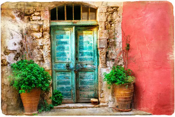Photo of Colorful pictorial old streets of Greek islands, Crete