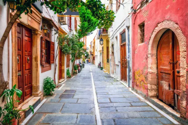 Photo of Charming streets of old town in Rethymno.Crete island, Greece