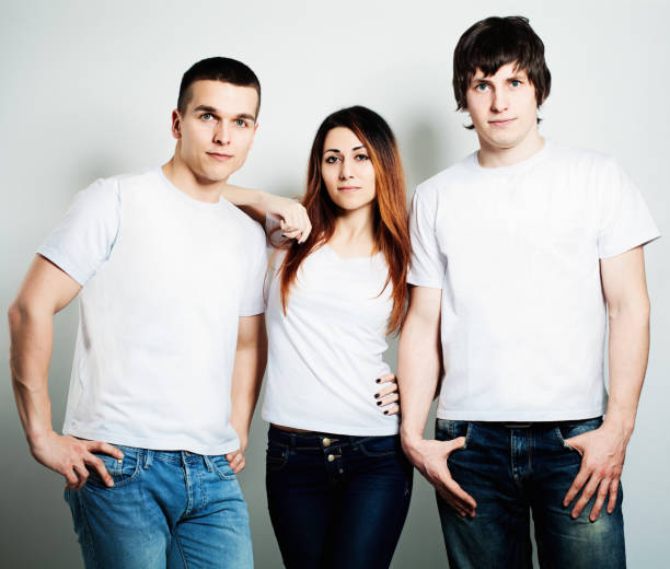 istock Youth. Young People Students Wearing White Empty T-Shirt 670525124
