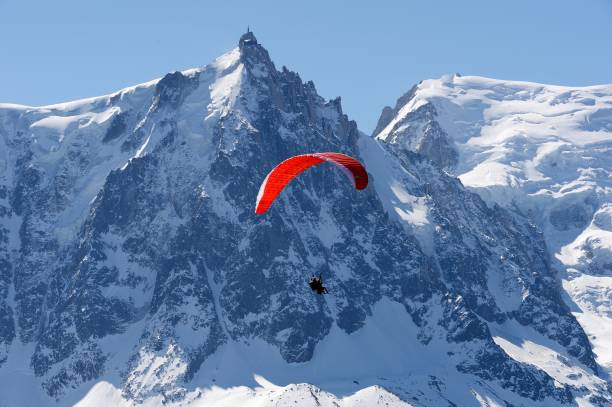 istock Paraglider above the Mont Blanc scenic area 670540006