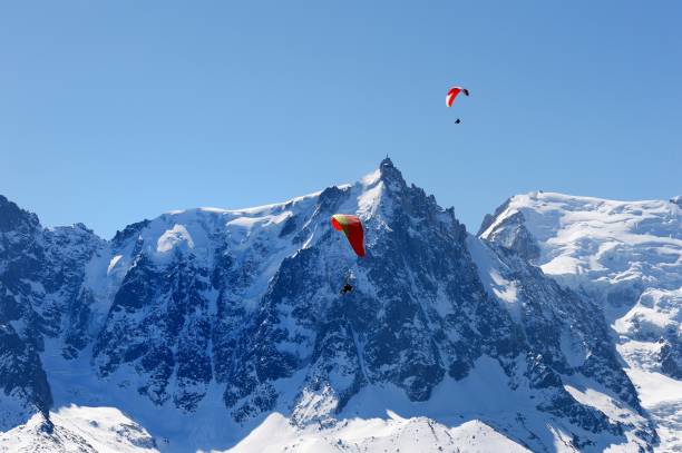 istock Paraglider above the Mont Blanc scenic area 670540156