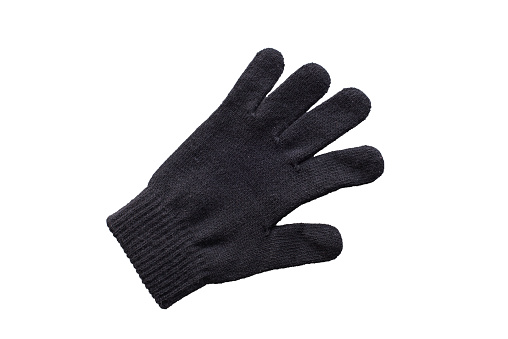 Winter black gloves on white background