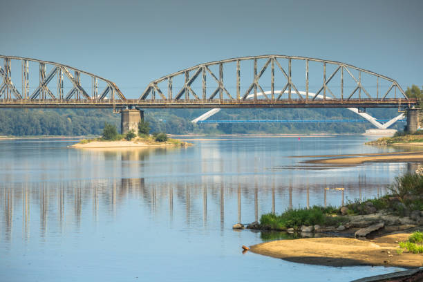 istock Poland - Torun famous truss bridge over Vistula river. Transportation infrastructure. 670560064