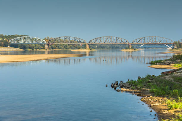 istock Poland - Torun famous truss bridge over Vistula river. Transportation infrastructure. 670563142
