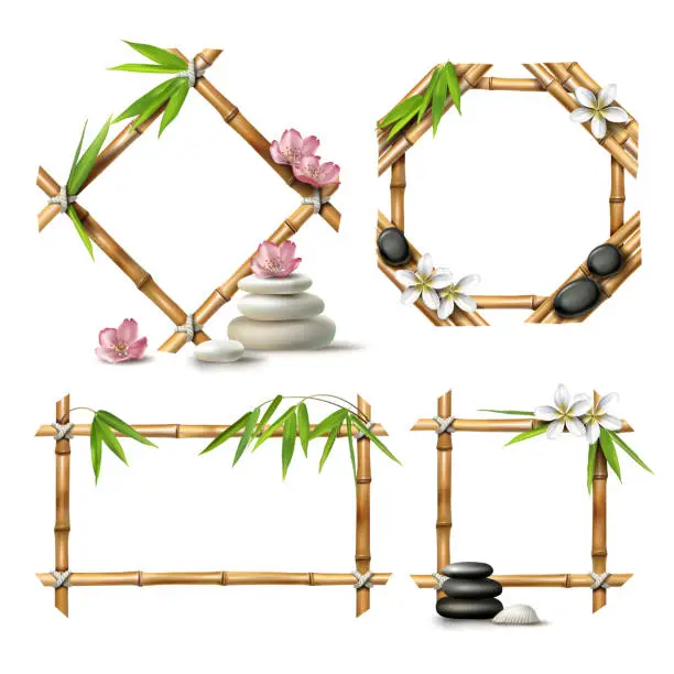 Vector illustration of Set of vector bamboo frames