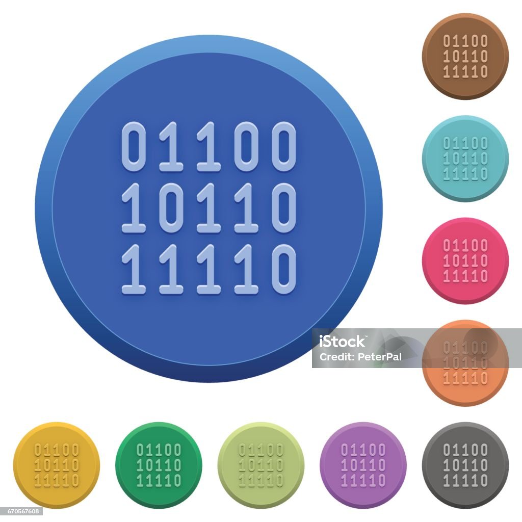 Button Bitmap Binary Images Embossed Binary Code Buttons Stock Illustration - Download Image Now ...