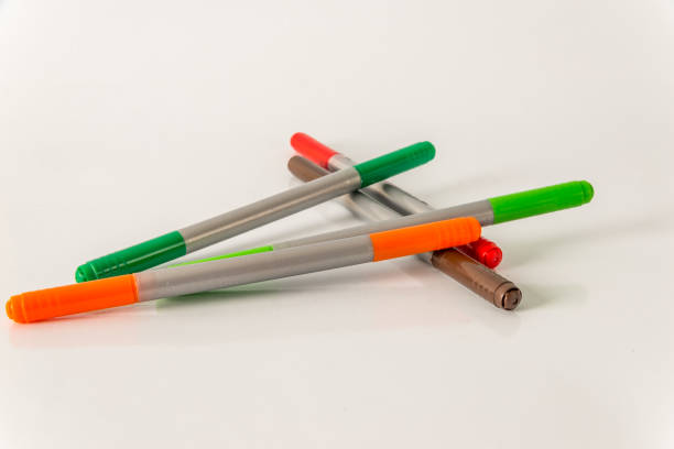 istock Marker pens, red, green, orange and brown, set color  highlighter 670571270