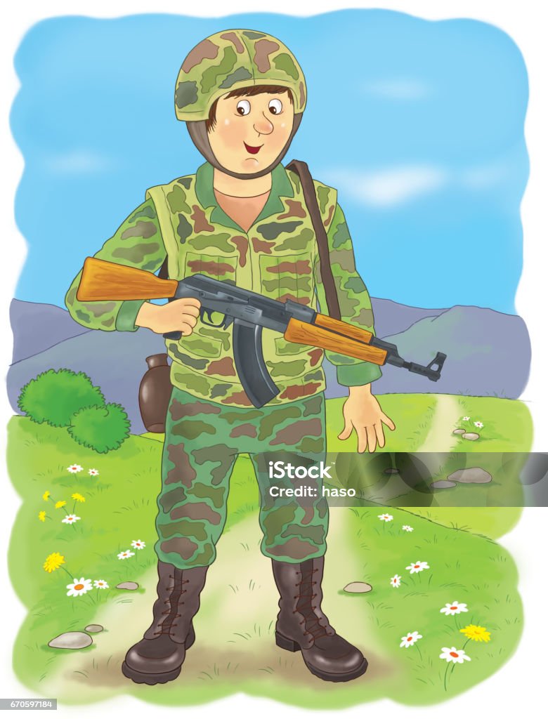 A Soldier Professions Illustration For Children Coloring Page Funny Cartoon  Characters Stock Illustration - Download Image Now - iStock