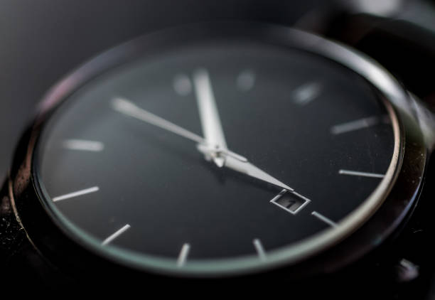 istock Black Wrist watch - time, aging, wasting time, deadline concept and idea 670598134