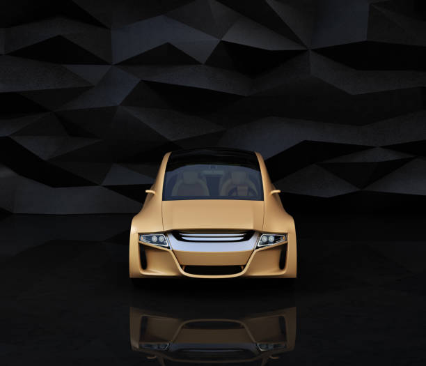 istock Front view of champagne gold color car on abstract background 670601412