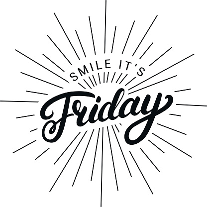 Smile its friday hand written lettering. Modern brush calligraphy. Inspirational quote for card, poster, print. Vector illustration.