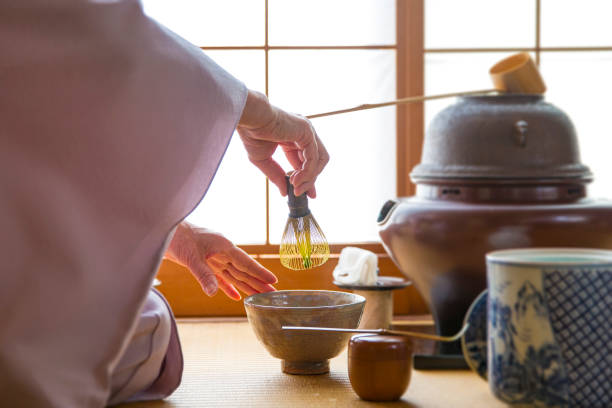 cerimônia do chá japonesa tradicional, sado - tea ceremony - fotografias e filmes do acervo