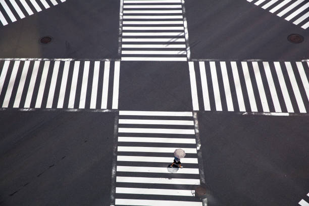 istock Look at the crosswalk of the scrambled intersection from above 670622718