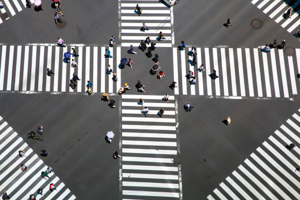 istock Look at the crosswalk of the scrambled intersection from above 670622778