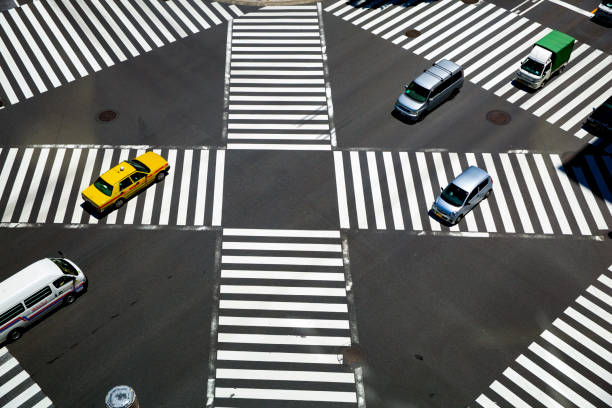 istock Look at the crosswalk of the scrambled intersection from above 670622782