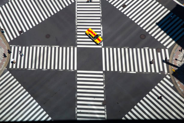 istock Look at the crosswalk of the scrambled intersection from above 670622802