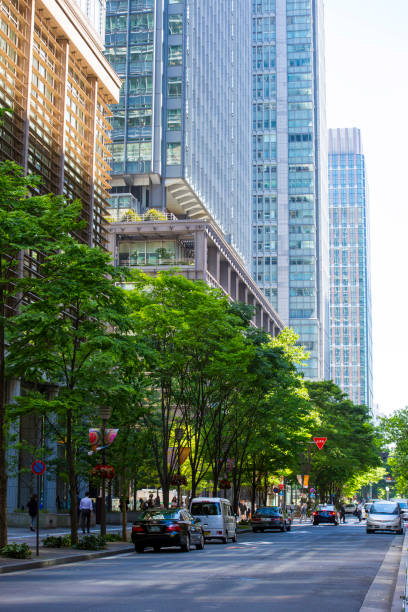 istock Buildings in the office area, roads and sidewalks 670622884