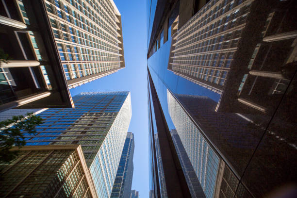istock Look up the urban high-rise office building from below 670622896