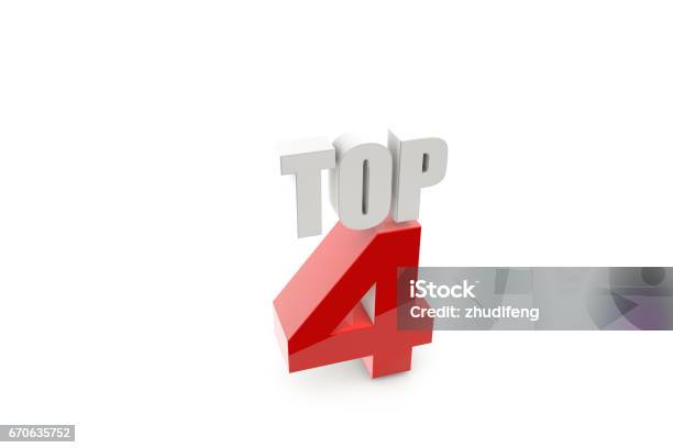 3d Render Isolated Number 4 On White Stock Photo - Download Image Now - Four Objects, Four People, Number 4