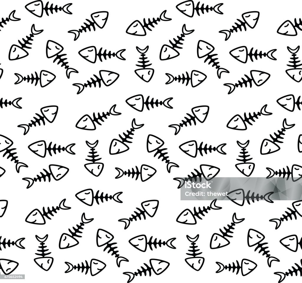Bone Fish Pattern Illustrator Fish Bone Pattern Stock Illustration - Download Image Now - Animal ...