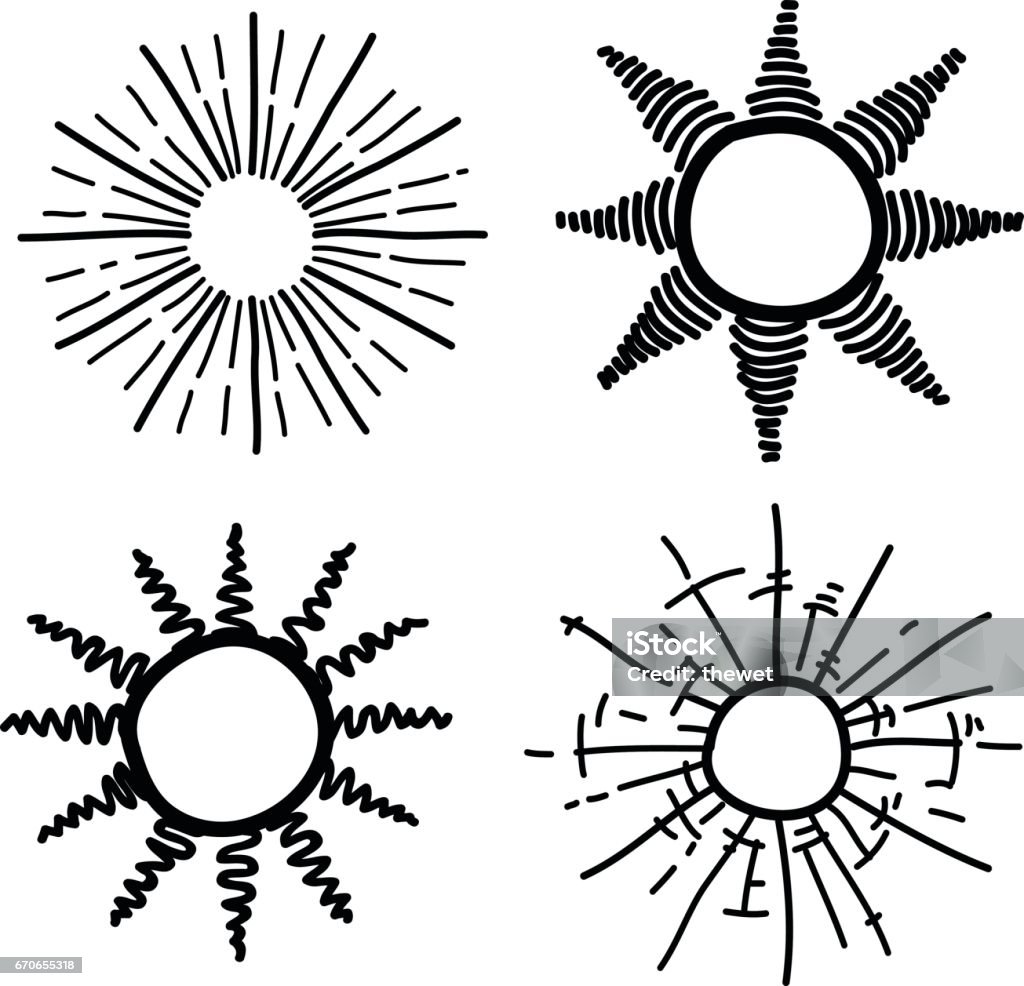 Sun Rays Draw Sun Ray Hand Drawing Stock Illustration - Download Image Now - Abstract ...