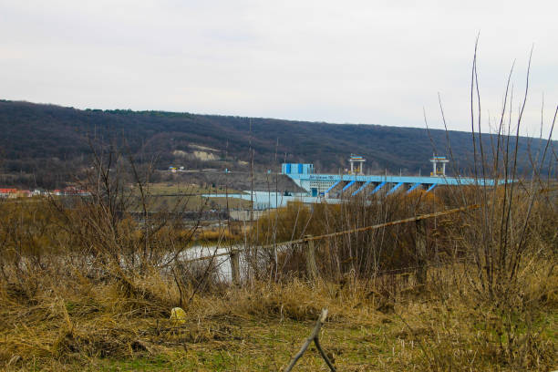 View on the Hydro power plant on the river Dniester in Ukraine