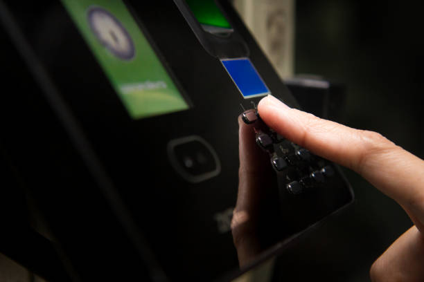 istock The fingerprint scanner to record working time. 670664750
