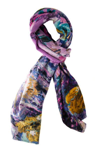 istock multicolored scarf. Scarf top view 670668224