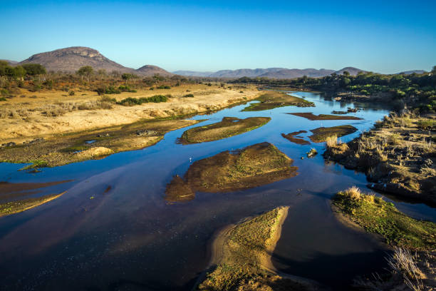 クルーガー国立公園、南アフリカのリンポポ川風景 - limpopo province ストックフォトと画像