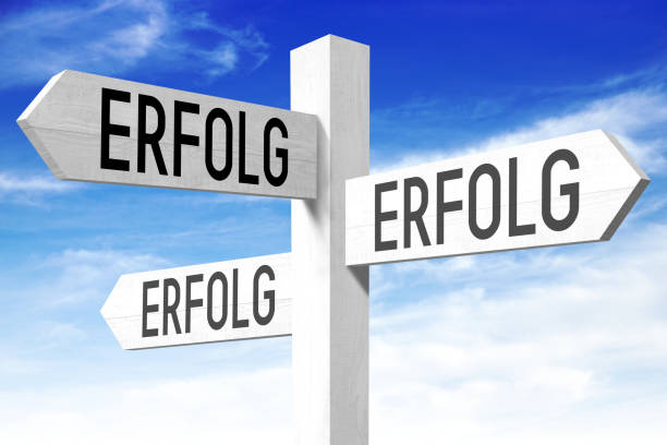 istock Success in German - wooden signpost 670682002