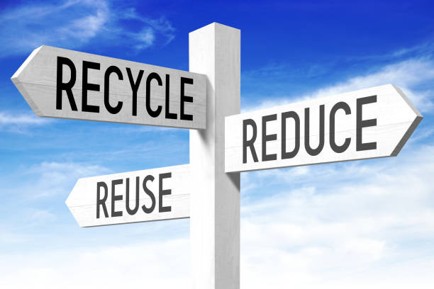 istock Recycling concept - wooden signpost 670684268