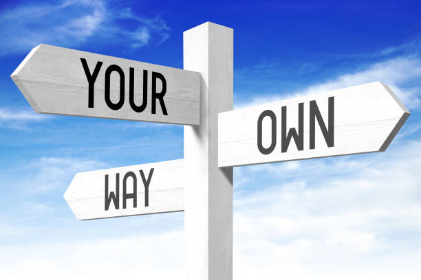 istock Your own way - wooden signpost 670684558