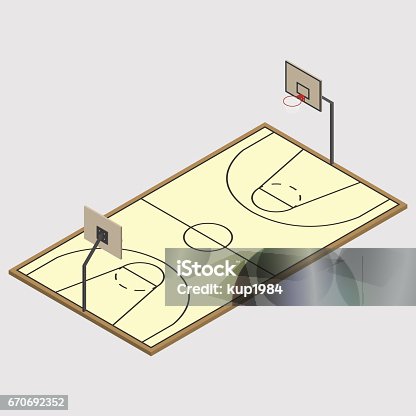 istock Field of play basketball isometric, vector illustration. 670692352