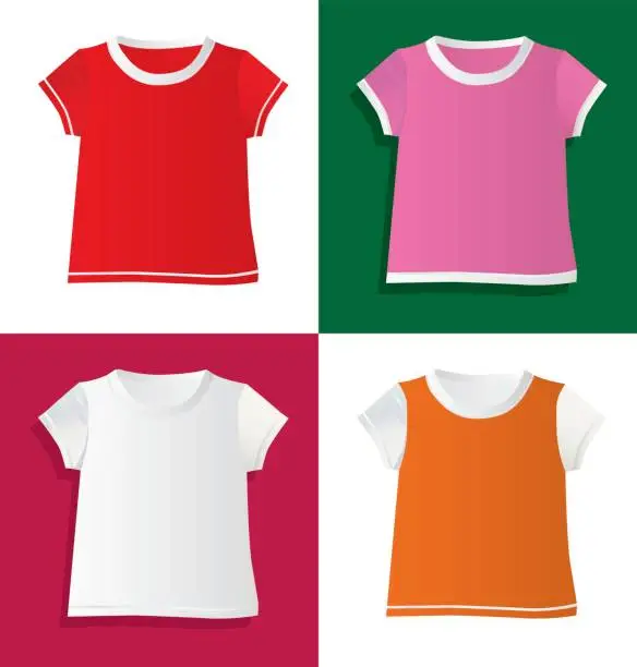 Vector illustration of T-shirts and waistcoat