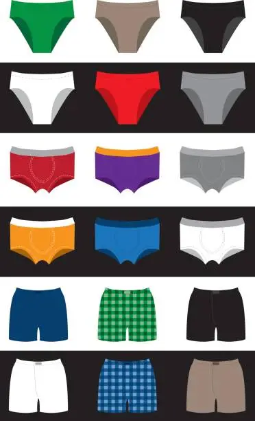 Vector illustration of underpants for men, children, women, family