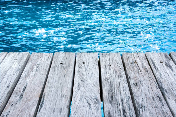 istock wooden terrace and sea reflections. 670696404
