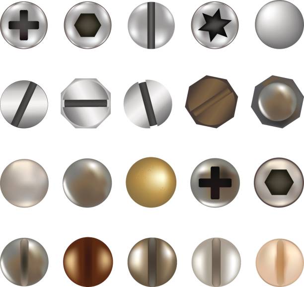 Bolts And Screws Bolts And Screws, Isolated On White Background, Vector Illustration zinc stock illustrations
