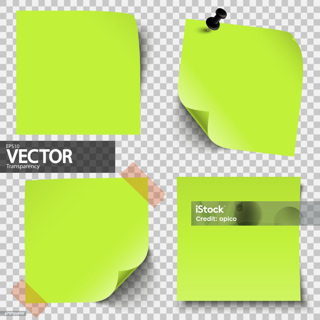 Colored Sticky Notes With Vector Transparency Stock Illustration ...