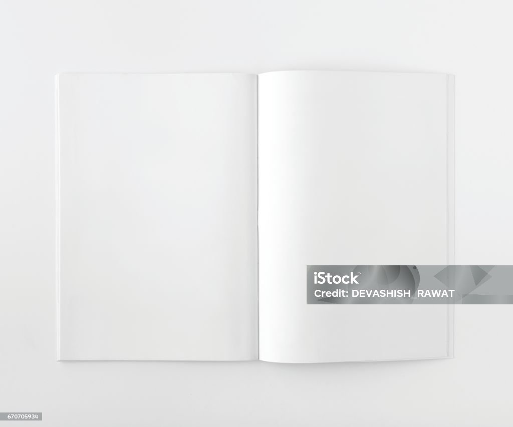 Magazine Mock Up On White Background Magazine,US-Letter, A4 Brochure Mock-up, Magazine, Page, Book, Printout, Newspaper Book Stock Photo