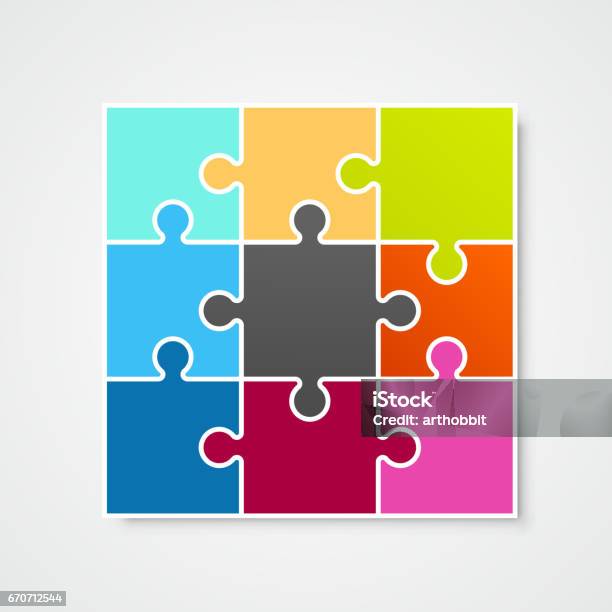 Puzzle Frame Template Design Element Vector Illustration Stock Illustration - Download Image Now