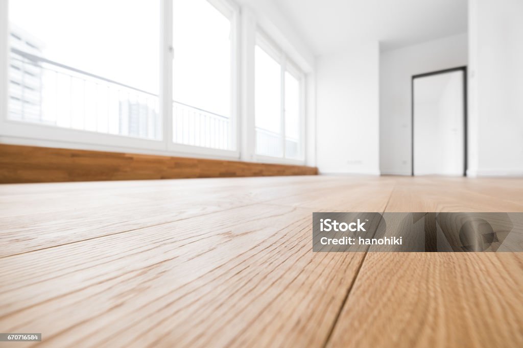 leeren Raum, Holzboden in neue Wohnung - Lizenzfrei Boden Stock-Foto