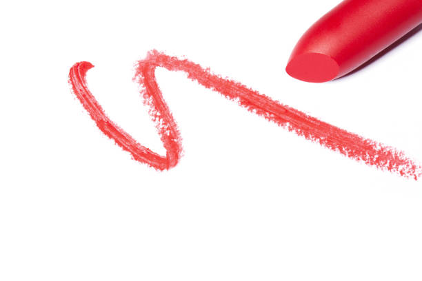 istock Beautiful saturated red lipstick on white background. 670723066