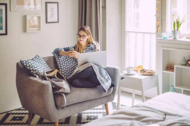 istock Young woman at home 670727844