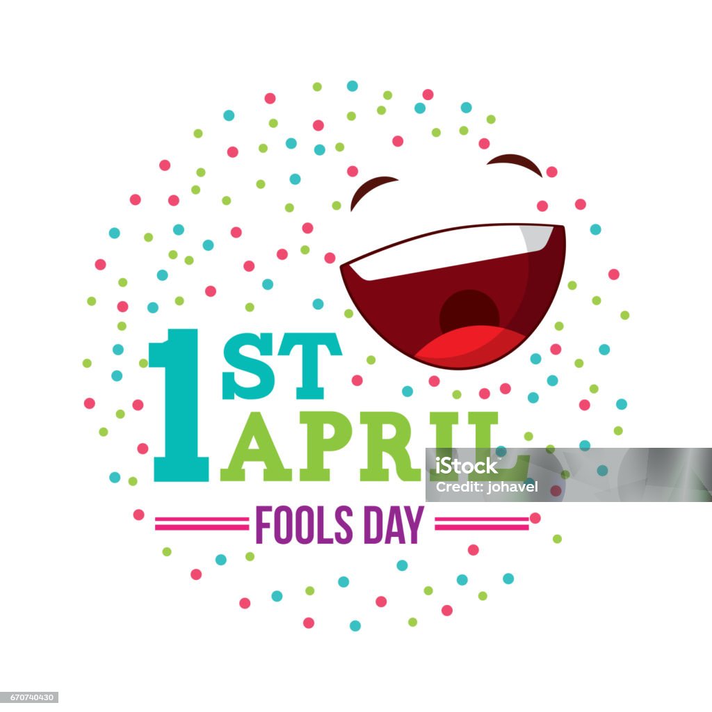 april fools day design april fools day card with happy face icon over white background. colorful desing. vector illustration April stock vector