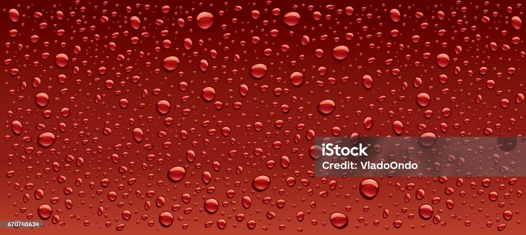 agua rojo oscuro de fondo con muchas gotas - arte vectorial de Burbuja libre de derechos