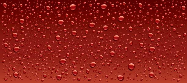 많은 방울과 배경 어두운 붉은 물 - backgrounds bubble condensation drink stock illustrations