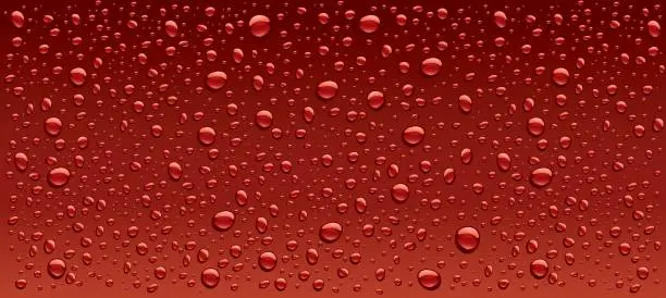 Vector illustration of background dark red water with many drops