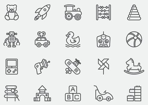 Baby Toy Line Icons 