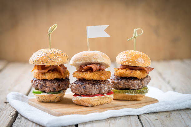 three finger food slider beef burgers for sharing