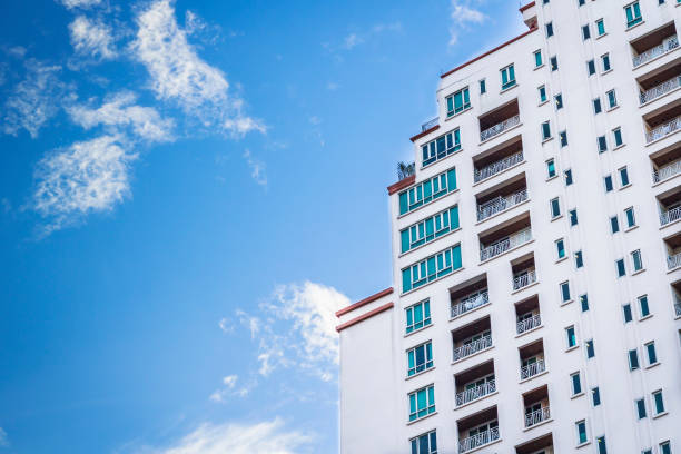 istock Modern building, Modern office building with blue sky and cloud. 670744518
